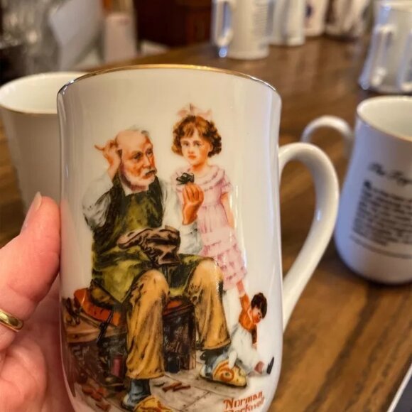 4 Vintage Norman Rockwell Museum Collection Coffee Cups Mugs 1982 Made In Japan - Picture 5 of 7
